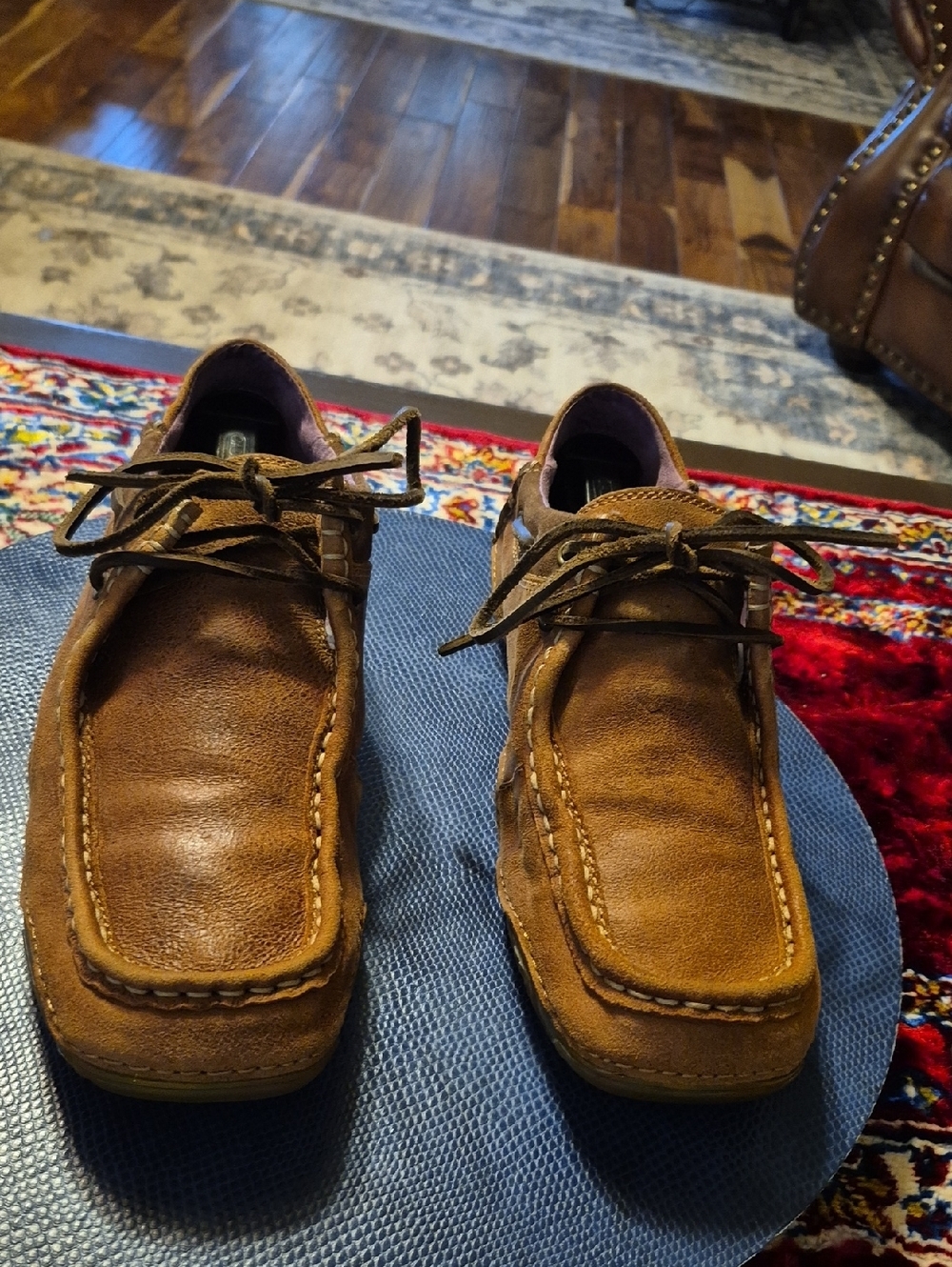 Ariat Tan Suede Boat Moccasin Lace-Up Shoes Sz 10B. GC.(#1256S). - Picture 2 of 11
